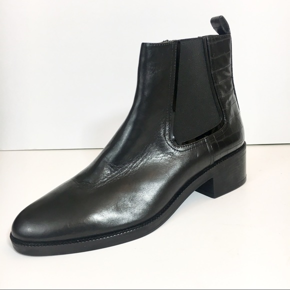 Zara leather and croc embossed bootie - Picture 2 of 6